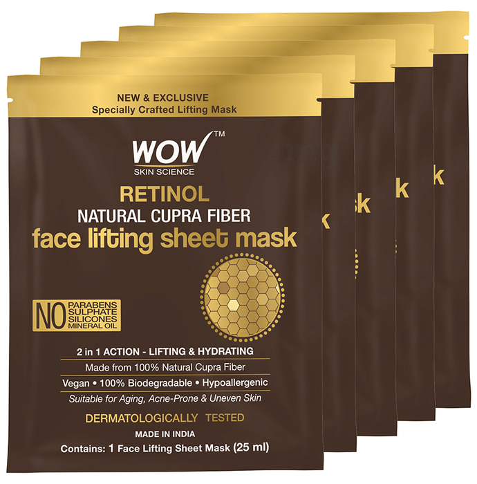 WOW Skin Science Retinol Natural Cupra Fiber Face Lifting Sheet Mask (25ml Each)