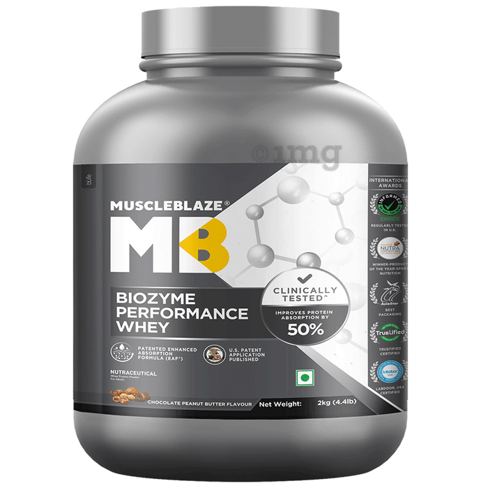 MuscleBlaze Biozyme Performance Whey Protein Powder (2kg Each) Chocolate Peanut Butter