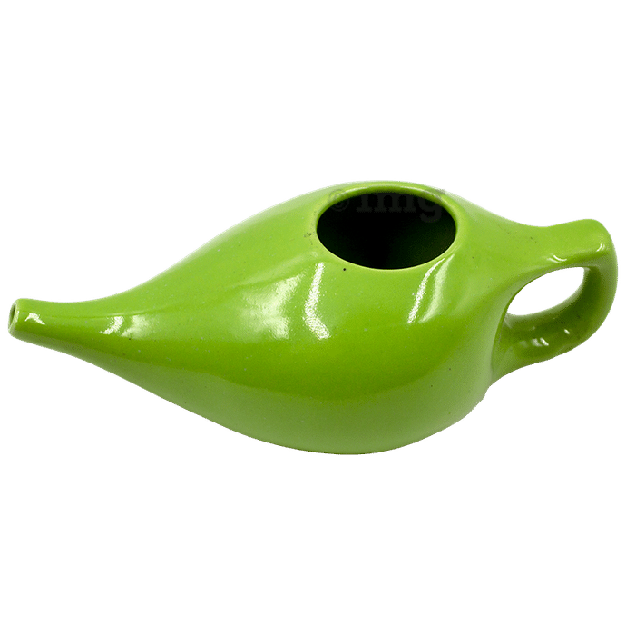 Sarveda  Ceramic Jala Neti Pot for Nasal Cleansing Green