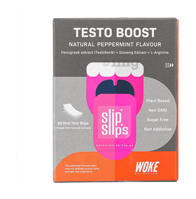 Slip Slip's Testo Boost Oral Thin Strip for Energy and Stamina Natural Peppermint