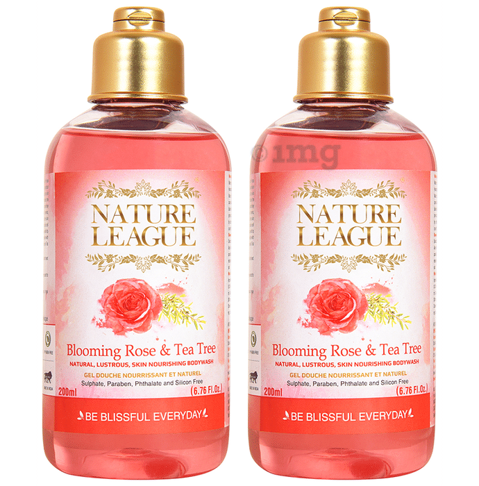 Nature League Blooming Rose & Tea Tree Natural, Lustrous, Skin Nourishing Bodywash (200ml Each)