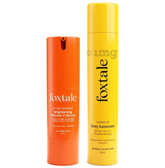 Foxtale Combo Pack of Brightening Vitamin C Serum 30ml and Dewy Sunscreen 50ml