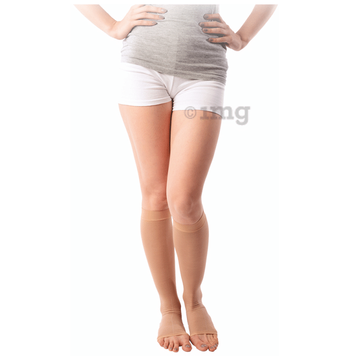 Vissco ADV Medical Compression Stockings (Open Toe and Class II, 23-32mm Hg) Knee Length Medium Beige