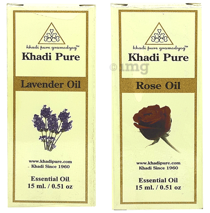 Khadi Pure Combo Pack of Lavender Oil & Rose Oil (15ml Each) Buy combo