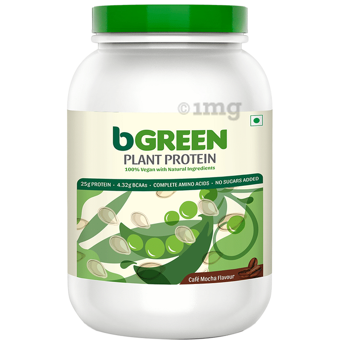 bGreen Plant Protein | For Muscle Gain, Immunity & Recovery | Flavour Powder Cafe Mocha