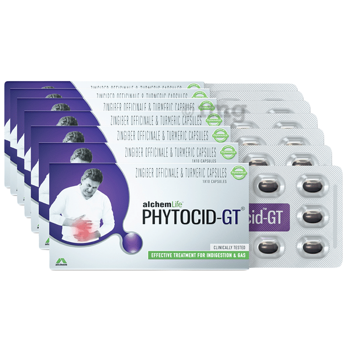 Phytocid-GT Capsule  for Indigestion, Heartburn, Gas & Acidity (10 Each) with Thioquest Gel Free