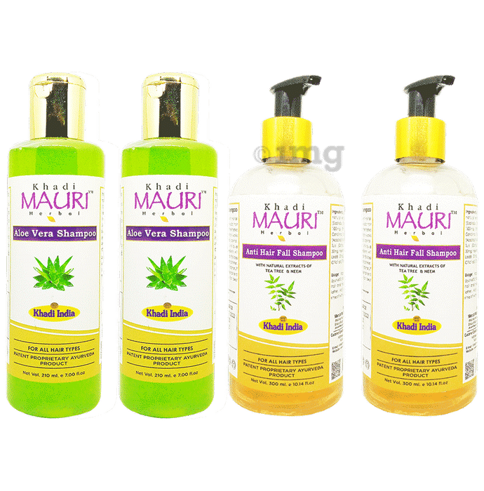 Khadi Mauri Herbal Combo pack of Aloe Vera Shampoo (210ml) & Anti Hair Fall Shampoo (300ml Each)