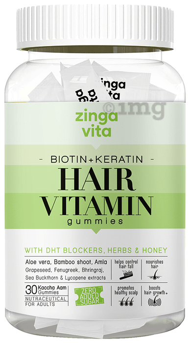 Zingavita Biotin + Keratin Hair Gummies with Honey for Stronger Hair Kaccha Aam