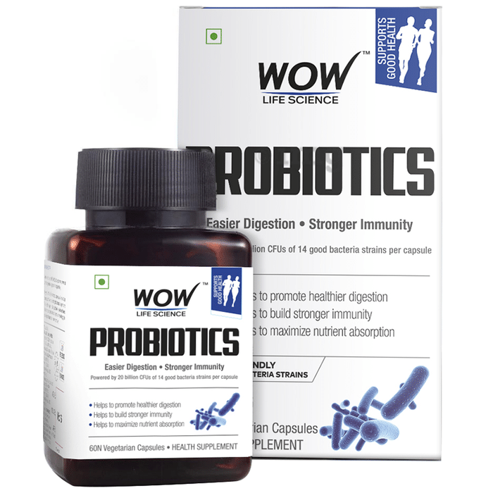WOW Life Science Probiotics Vegetarian Capsules | For Digestion, Immunity & Gut Health