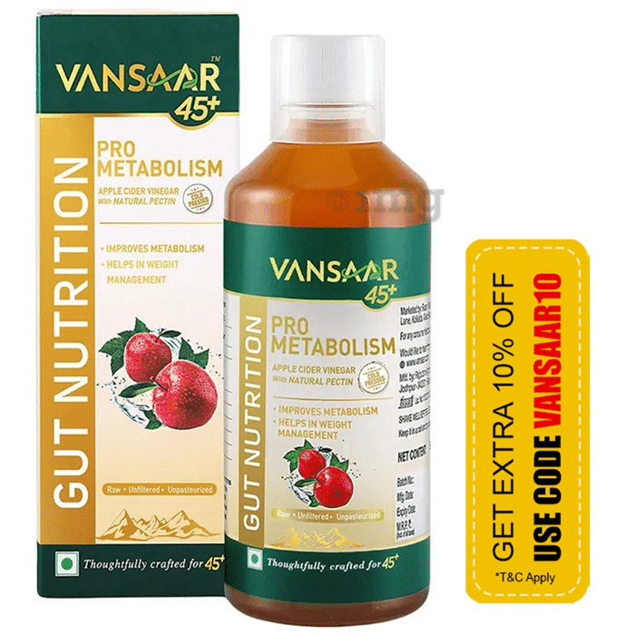Vansaar 45+ Pro Metabolism | Prebiotic Apple Cider Vinegar with Mother