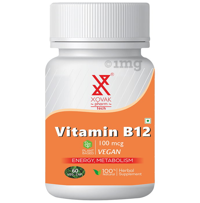 Xovak Pharmtech Vitamin B12 100mcg Vegan Capsule for Energy & Metabolism