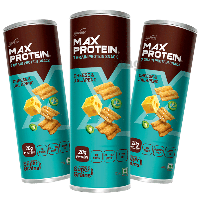 RiteBite Max Protein Chips (120gm Each) Cheese & Jalapeno