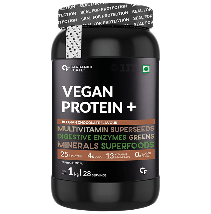 Carbamide Forte Vegan Protein+ with Multivitamins | No Added Sugar | Flavour Powder Chocolate
