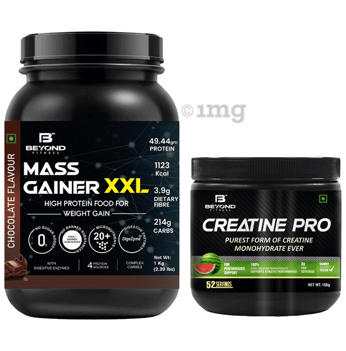 Beyond Fitness Combo Pack of Mass Gainer XXL 2.2lbs with Digestive ezyme(1kg) & Creatine Pro (156gm)