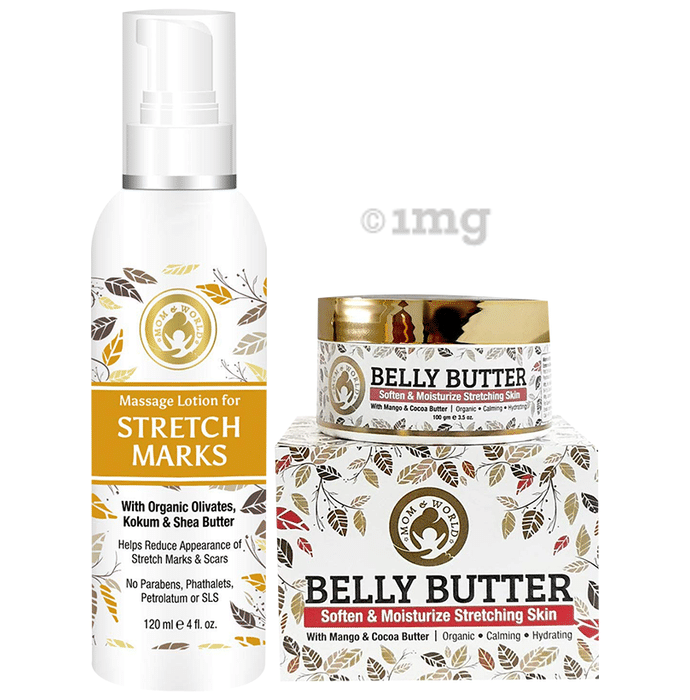 Mom & World Combo Pack of Stretch Marks Lotion (120ml) & Belly Butter (100gm)