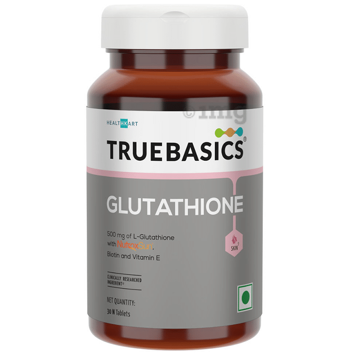 TrueBasics L-Glutathione 500mg | With Vitamin E & Biotin for Healthy Skin | Tablet