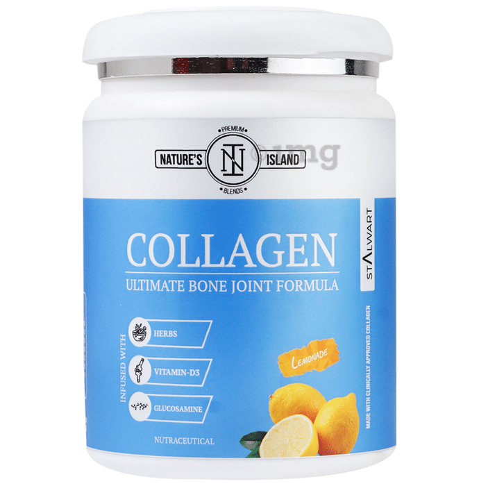 Nature's Island Collagen Ultimate Bone Joint Formula | With Vitamin D3 & Glucosamine | Flavour Lemonade