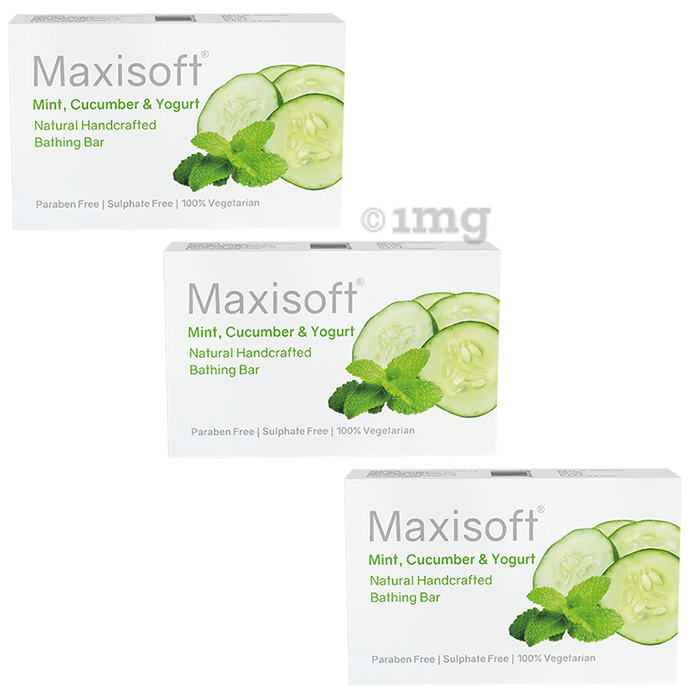 Maxisoft Mint, Cucumber & Yogurt Bathing Bar (75gm Each)