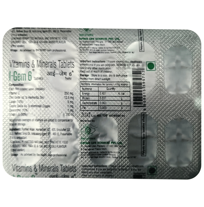IGem 6 Tablet Buy strip of 10 tablets at best price in India 1mg