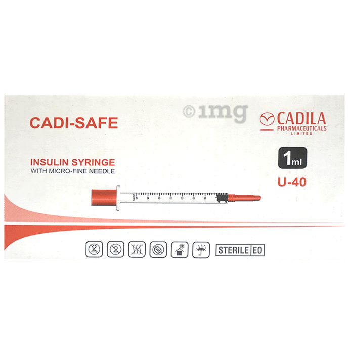 Cadi-Safe U 40 1ml Insulin Syringe with Micro-Fine Needle 31G Sterile