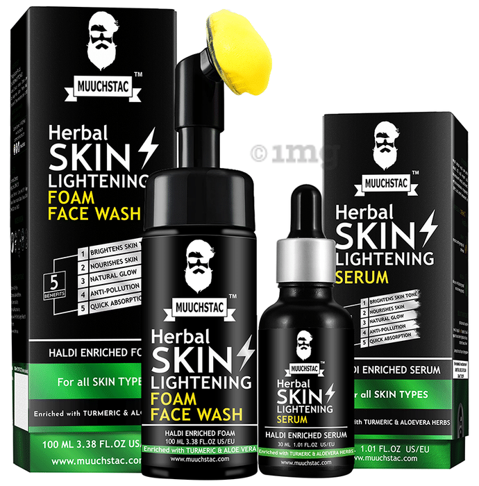 Muuchstac Combo Pack of Herbal Skin Lightening Foam Face Wash 100ml & Serum 30ml