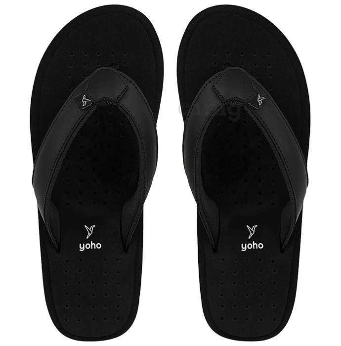 Yoho Lifestyle Ortho Soft Comfortable and Stylish Slipper for Men with Arch Support 10 Classic Black
