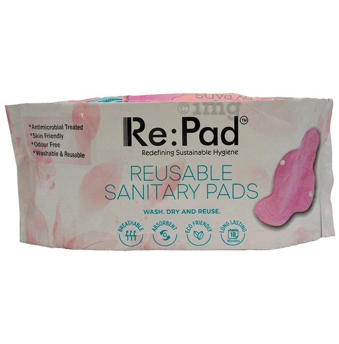 Re:Pad Combo Pack of 4 Maxi (Pink) and 1 Super Maxi (Blue) Sanitary Pad with 1 Reusable Storage Pouch
