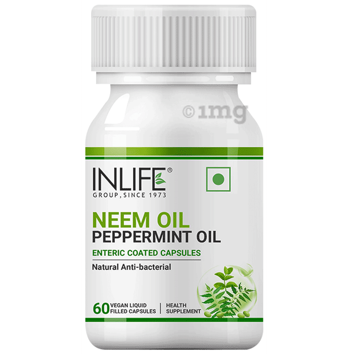Inlife Neem Oil Peppermint Oil  Enteric Coated Vegan Liquid Filled Capsule