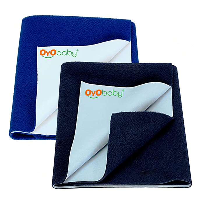 Oyo Baby Waterproof Bed Protector Dry Sheet Gifts Pack Medium Royal Blue & Dark Blue