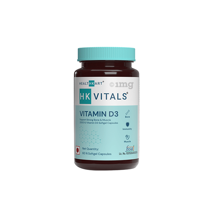 HealthKart HK Vitals Vitamin D3 (Cholecalciferol) 2000IU Softgel