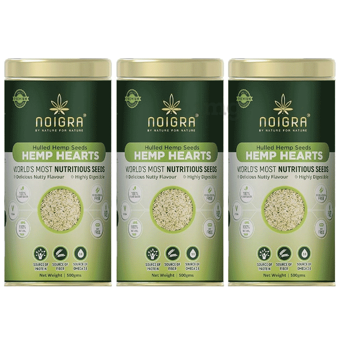 Noigra Hemp Hearts (500gm Each) Delicious Nutty Buy box of 3.0 jar at
