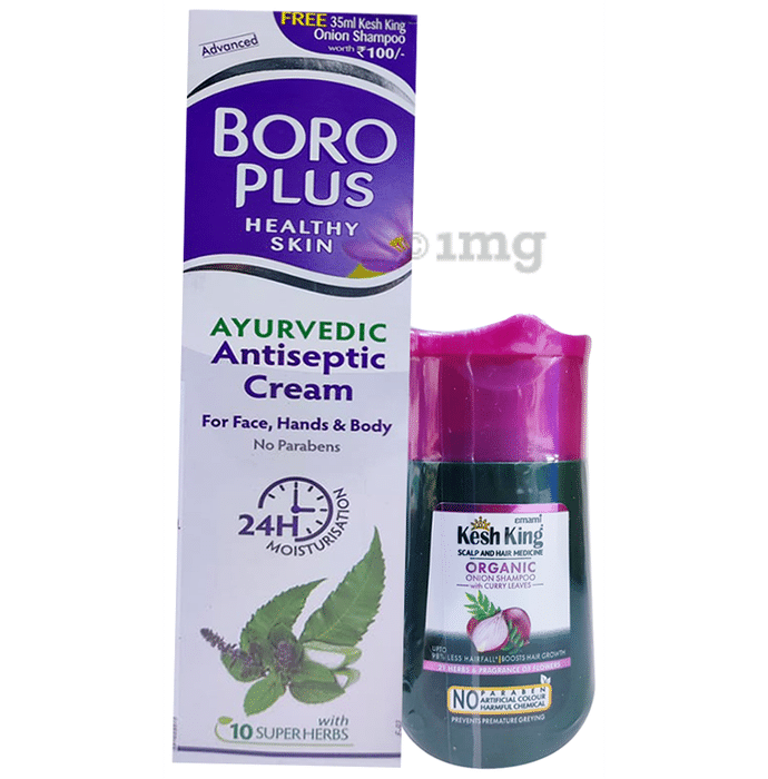 Boroplus Antiseptic Cream with Emami Kesh King Onion Shampoo 35ml free