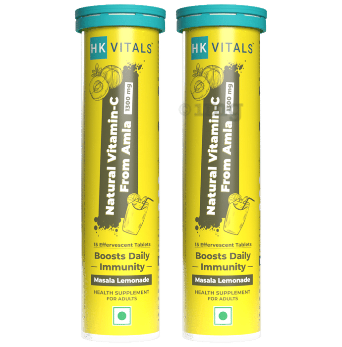 HK Vitals Natural Vitamin-C from Amla 1300mg Effervescent Tablet Masala Lemonade