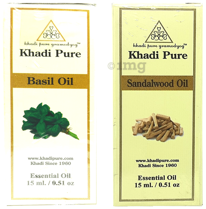 Khadi Pure Combo Pack of Basil Oil & Sandalwood Oil (15ml Each)