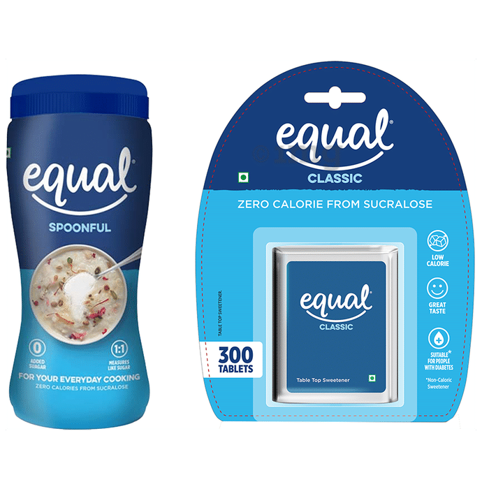 Equal Combo Pack of Spoonful Zero Calories from Sucralose (80gm) & Equal Classic Zero Calorie from Sucralose Tablet (300)