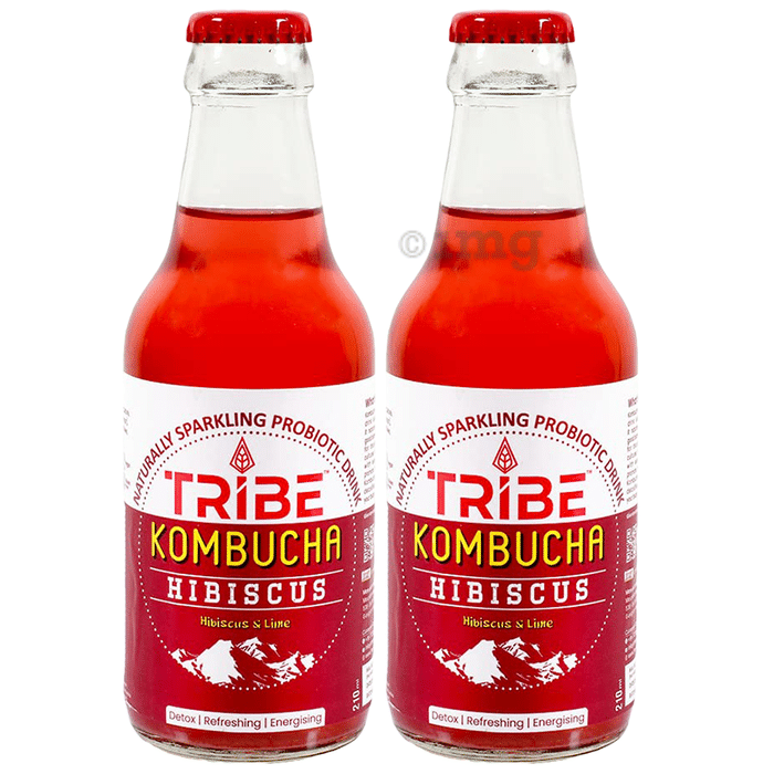 Tribe Kombucha Naturally Sparkling Probiotic Drink HIbiscus (210ml Each) Hibiscus & Lime
