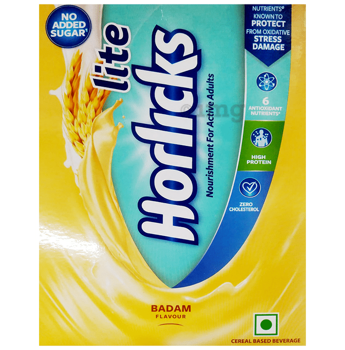 Horlicks Lite with Antioxidant Nutrients, Protein & No Added Sugar for Stamina, Bones, Immunity & Growth Badam