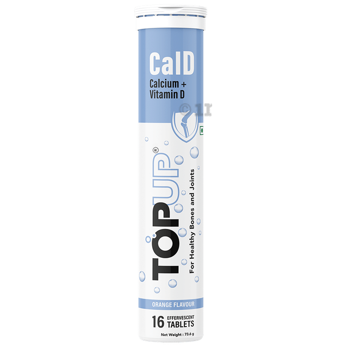 Topup Cal D Calcium + Vitamin D Effervescent Tablet (16 Each) Orange