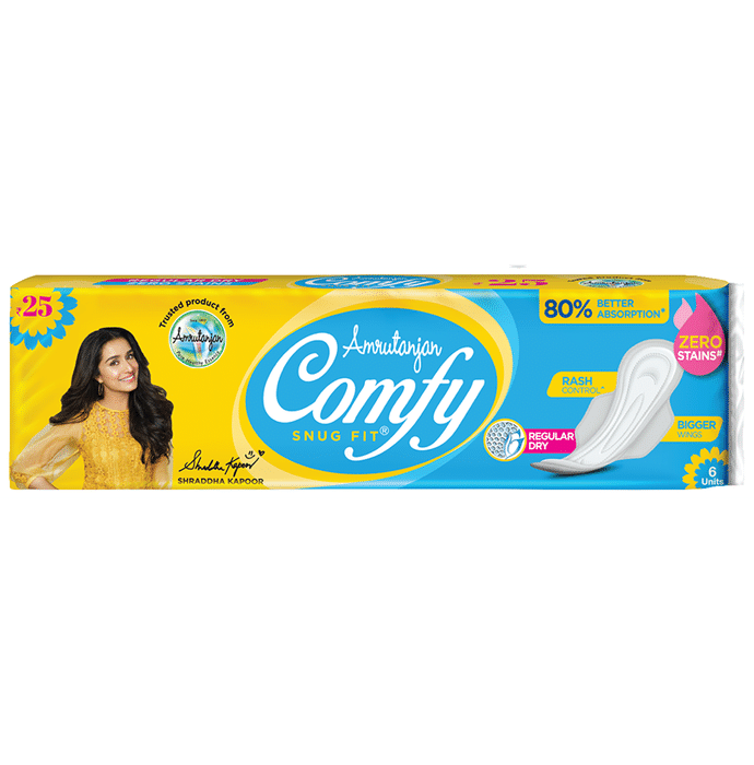 Amrutanjan Comfy Snug Fit Sanitary Pads Regular Dry