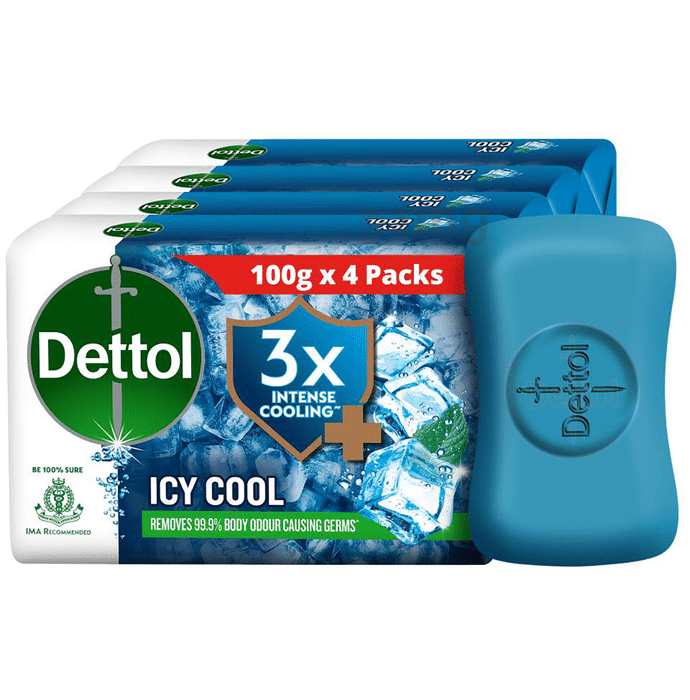 Dettol Icy Cool With 3x Menthol Mega Saver Pack of Bathing Soap Bar (100gm Each)
