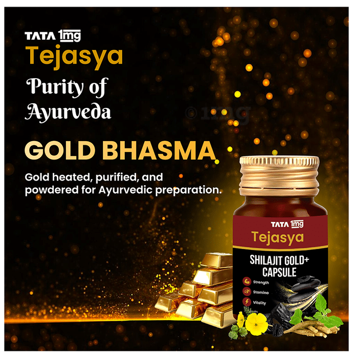 Tata 1mg Tejasya Shilajit Gold+ Capsule: Buy bottle of 20.0 capsules at best  price in India