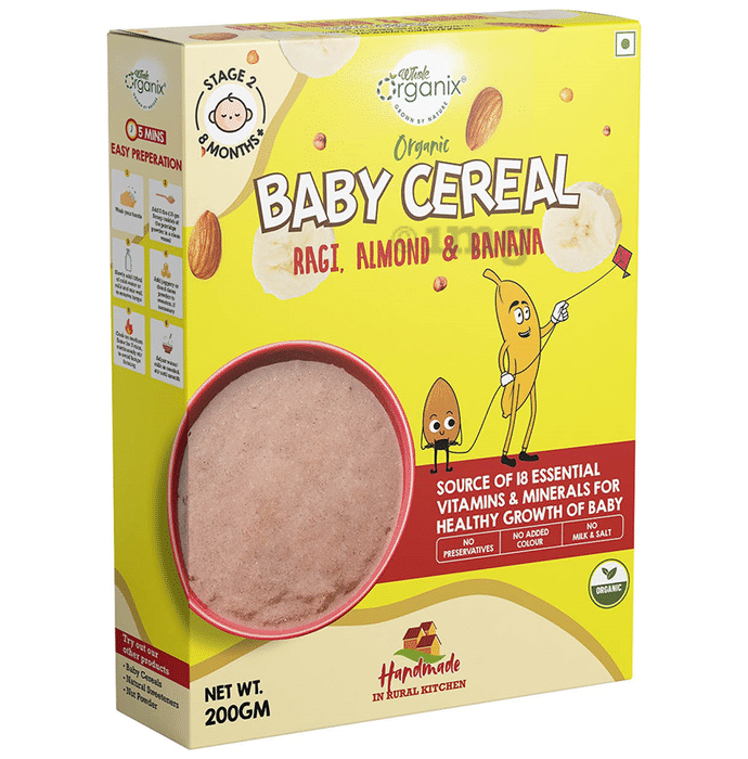 Whole Organix Oragnic Baby Cereal Stage 2, 8 Months Ragi Almond & Banana