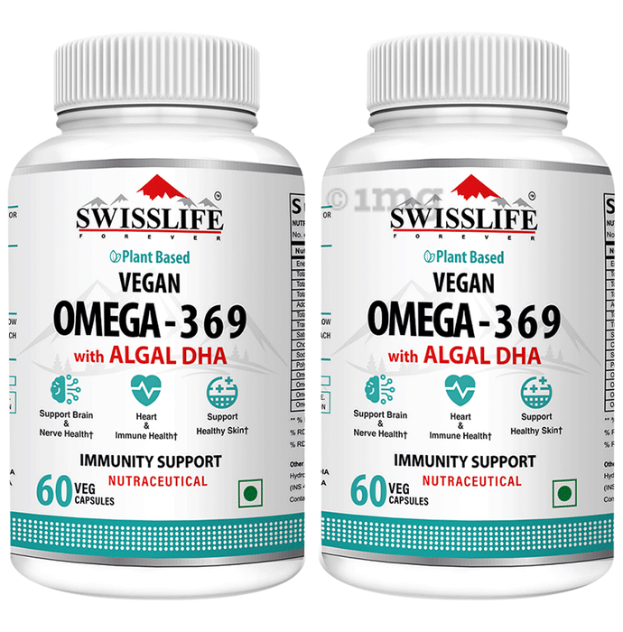 SWISSLIFE FOREVER Vegan Omega 3 6 9 with Algal DHA  Veg Capsule (60 Each)