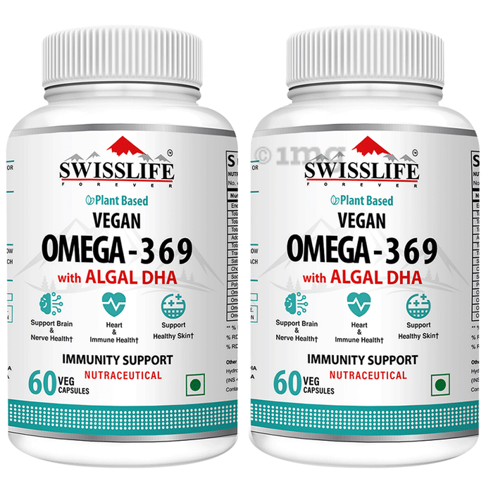 SWISSLIFE FOREVER Vegan Omega 3 6 9 with Algal DHA Veg Capsule (60 Each)