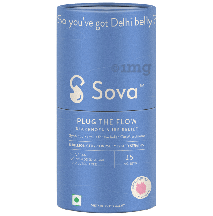 Sova Plug The Flow Sachet for Diarrhoea & Upset Stomach  (1gm Each) Berry Iced Tea