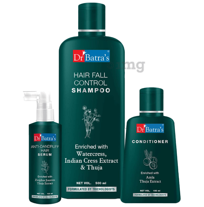 Dr Batra's Combo Pack of Anti-Dandruff Hair Serum 125ml, Conditioner 100ml and Hair Fall Control Shampoo 500ml