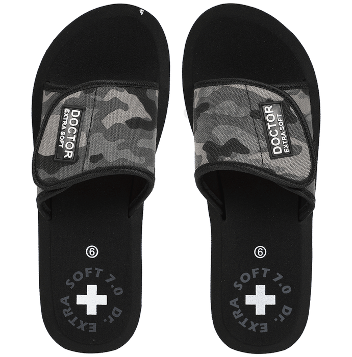 Doctor Extra Soft D 54 Women's Camo Care Orthopaedic and Diabetic Adjustable Strap Slipper Black 4
