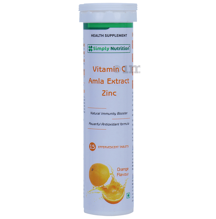 Simply Nutrition Vitamin C Amla Extract Zinc Effervescent Tablet Orange