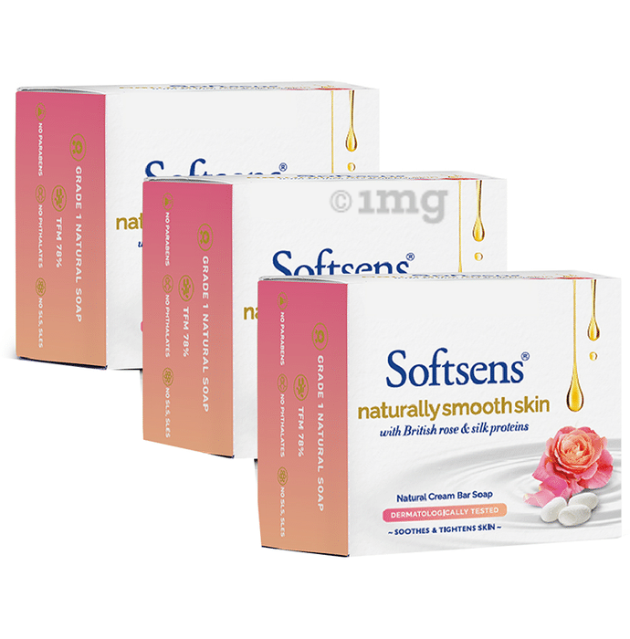 Softsens Naturally Smooth Skin Soap with British Rose & Silk Proteins (100gm Each) Buy 2 Get 1 Free