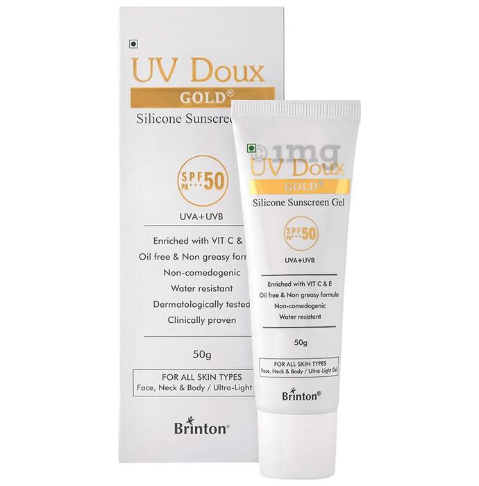 UV Doux Gold Silicone Sunscreen Gel SPF 50 | With Vitamin C & E for All Skin Types